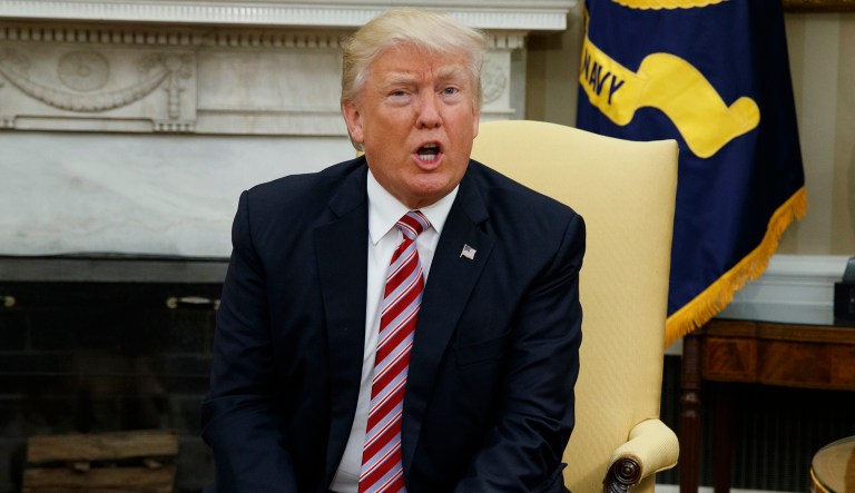 President Trump spoke out Wednesday about his controversial decision to remove FBI Director James Comey. (AP Photo/Evan Vucci)