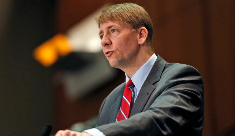 It's curious that Richard Cordray, CFPB director and likely Ohio Democratic gubernatorial candidate, would give class-action trial lawyers a regulatory gift of this magnitude. (AP Photo/Steve Helber, File)