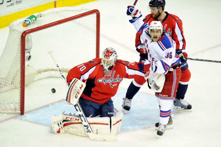 Nick WassAP
Capitals goalie Braden Holtby allowed a first-period goal to Rangers' Michael Del Zotto in the second period of New York's Game 7 win Monday.