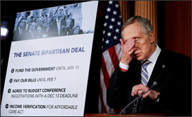 Senate Majority Leader Harry Reid (D-Nev.) speaks at a press conference after the Senate voted a deal to end the government shutdown on Wednesday, October 16, 2013, in Washington, D.C. (Olivier Douliery/Abaca Press/MCT)