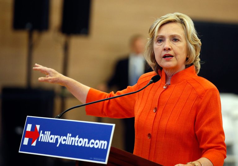Democratic presidential candidate and former U.S. Secretary of State Hillary Clinton delivers remarks during a campaign stop at Dr. William U. Pearson Community Center on August 18, 2015 in North Las Vegas, Nevada.
