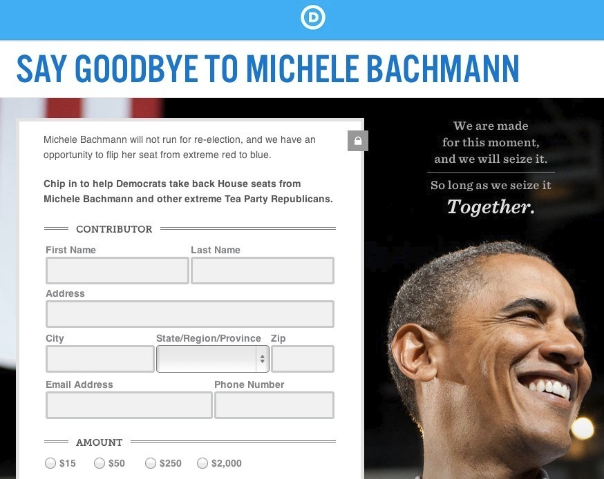 Democrats fundraise off Michele Bachmann’s shock retirement