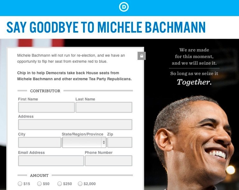 Democrats fundraise off Michele Bachmann’s shock retirement