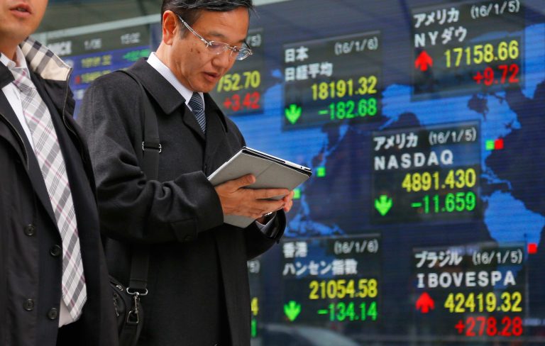 Most Asian stock markets declined Wednesday after a North Korean nuclear test unnerved investors and a poor Chinese economic report dampened sentiment. (AP Photo/Shizuo Kambayashi)