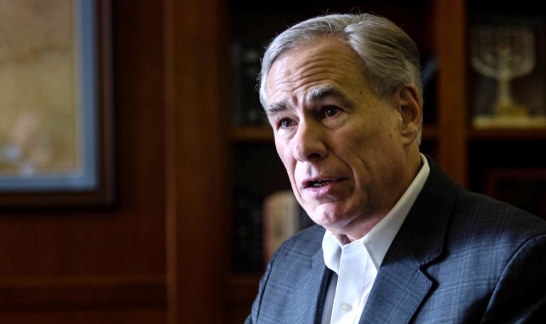 Gov. Greg Abbott, a Texas Republican, speaks during an interview.