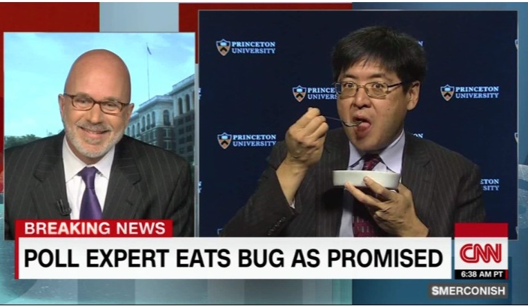 Princeton professor Sam Wang once ate a bug on television. (Screenshot)