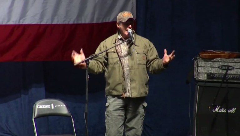 Rock legend Ted Nugent took the stage at a Donald Trump rally in his home state of Michigan on Monday night to make a final plea with voters of the blue state: go back to your red roots. (screenshot)