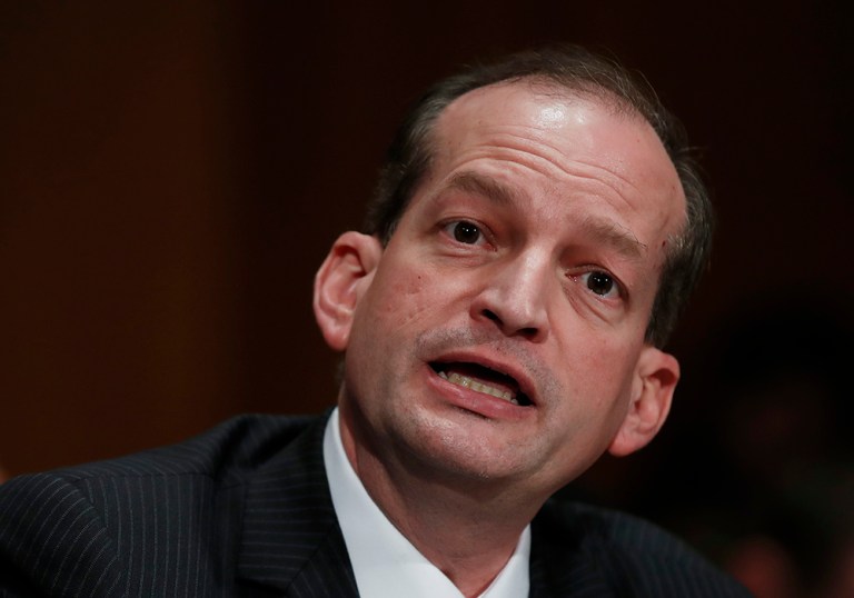 A coalition of manufacturing and construction trade groups urged the Senate Tuesday to confirm Alexander Acosta, President Trump's nominee for labor secretary. (AP Photo/Manuel Balce Ceneta)