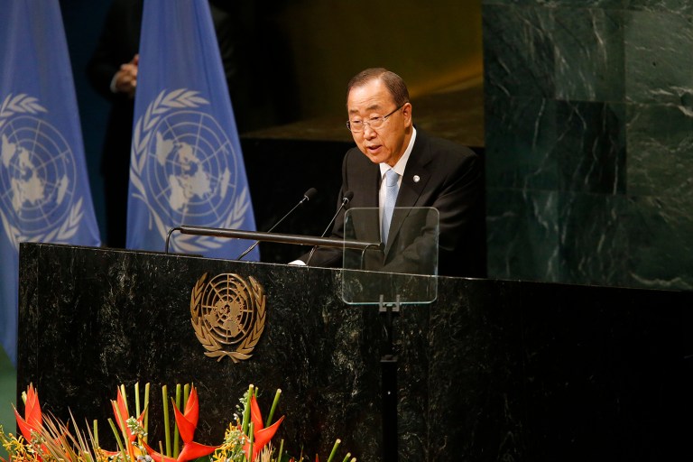 U.N. Secretary General Ban Ki-moon said that the goal of the meeting is to get commitments from countries and other important stakeholders. (AP Photo/Jason DeCrow)