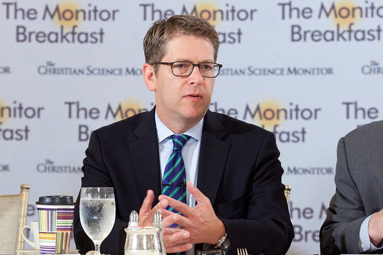 Outgoing White House press secretary Jay Carney said Thursday there was a clear low point in his tenure as President Obama's top spokesman: the botched rollout of the federal Obamacare website.ÃÂ (Michael Bonfigli/The Christian Science Monitor)