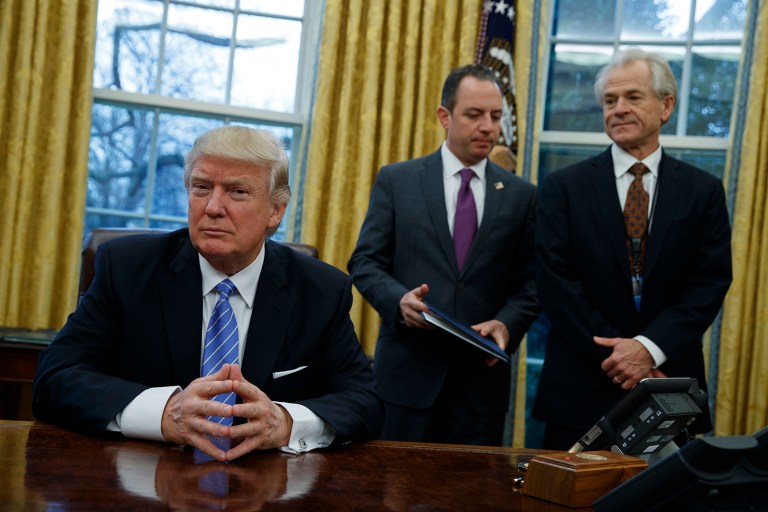 President Trump issued a notice of intent to withdraw from the Trans-Pacific Partnership. (AP Photo/Evan Vucci)