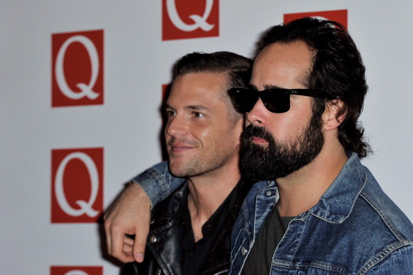 and LONDON, ENGLAND - OCTOBER 22:  Brandon Flowers and Ronnie Vannucci Jr. of The Killers attends the Q Awards at the Grosvenor House Hotel on October 22, 2012 in London, England.  (Photo by Gareth Cattermole/Getty Images)