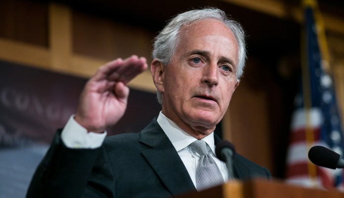 White House press secretary slammed Sen. Bob Corker's comments about President Trump's competency, calling them "ridiculous and outrageous." (Graeme Jennings/Washington Examiner)