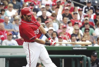 Jennifer Milbrett/The Washington Examiner
Michael Morse hit his 29th home run of the season to extend the Nationals'lead, then came back out for a curtain call during a victory over the Braves on Sunday.