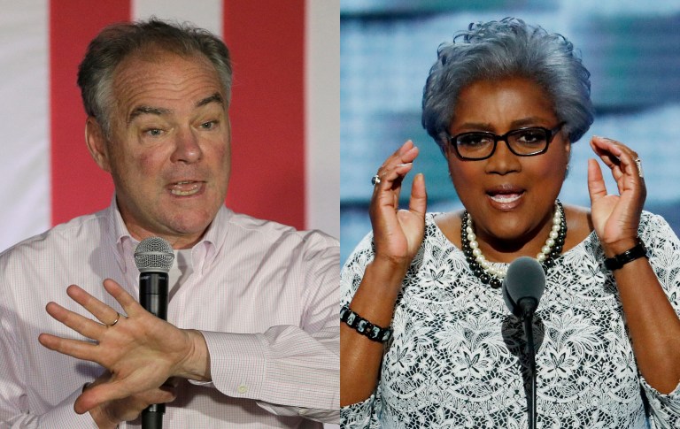 WikiLeaks teased Democratic vice presidential nominee Tim Kaine and interim Democratic National Committee Chair Donna Brazile on Twitter Thursday evening, warning an October surprise is looming. (AP Photos)
