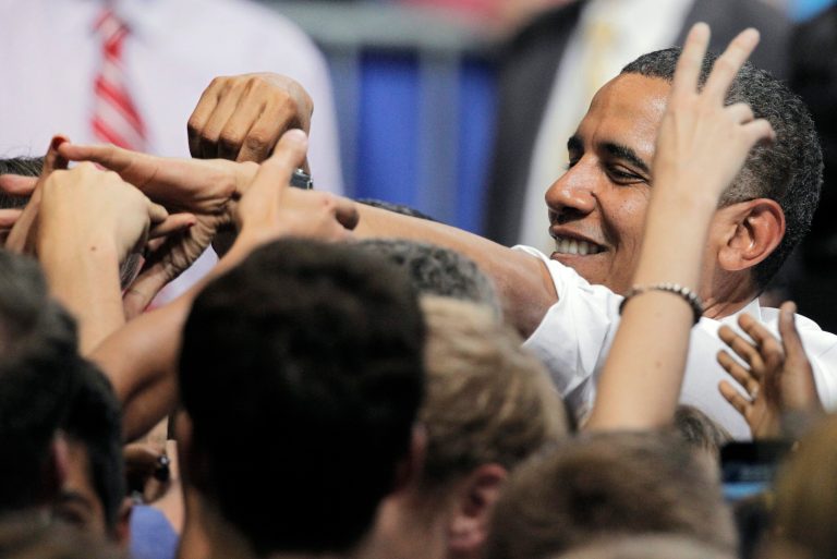 President Barack Obama at a campaign rally at the University of Colorado (AP photo)