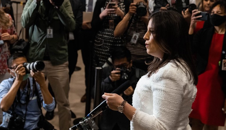 Rep. Elise Stefanik of New York holds her first press conference as the House Republican Conference's chairwoman.