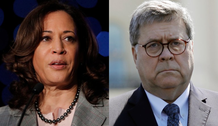 Kamala Harris and William Barr