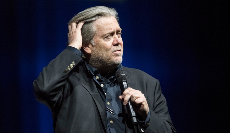 Former White House strategist Steve Bannon is on a European tour. (KEYSTONE/Ennio Leanza)