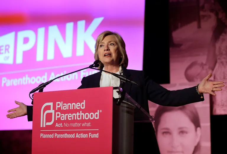 Unsurprisingly, Hillary Clinton has offered full-throated support for the abortion giant, and in turn has received the Planned Parenthood Action Fund's first-ever primary endorsement. (AP Photo/Steven Senne)