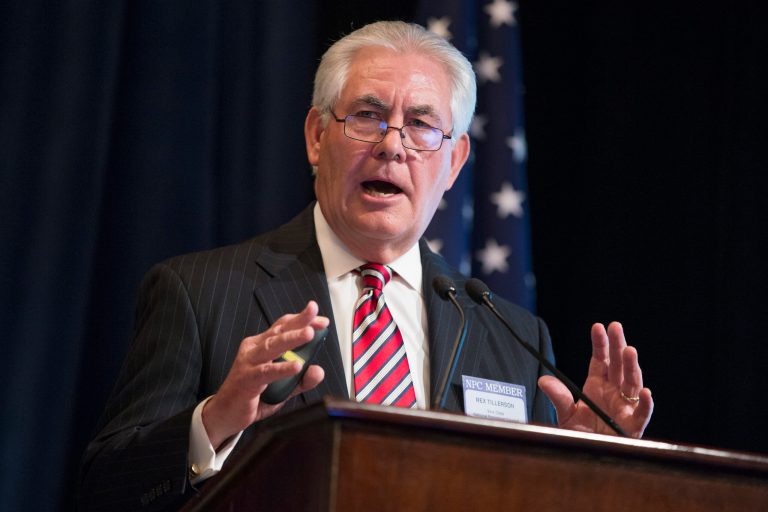 Climate change will be front and center at the two days of hearings on the confirmation of President-elect Trump's pick to lead the State Department, former Exxon Mobil CEO Rex Tillerson. (AP Photo/Evan Vucci, File)