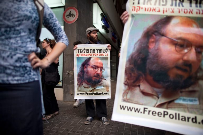 Jonathan Pollard, a Jewish American who was jailed for life in 1987 on charges of spying on the United States, was released Friday. (AP Photo/Oded Balilty)