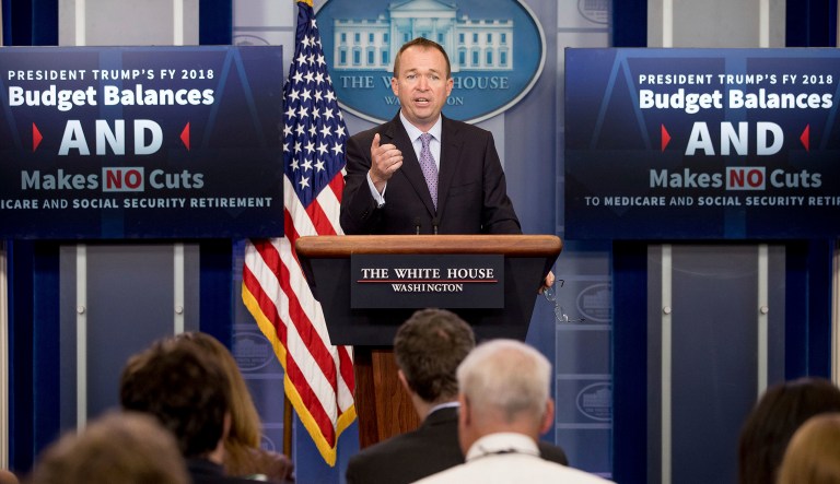 The Trump administration released a budget plan on Tuesday that says cutting spending and revitalizing U.S. economic growth would allow the government to balance the budget within a decade. (AP Photo/Andrew Harnik)