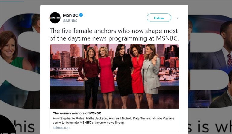 ‘No excuses’: MSNBC slammed for showcasing only white women