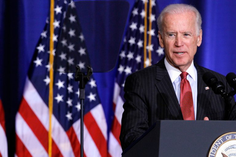 Vice President Joe Biden speaks about U.S. policy in Iraq, Thursday, April 9, 2015, at the National Defense University in Washington, in advance of Iraqi Prime Minister Haider al-Abadi's visit to Washington, next week. (AP Photo/Jacquelyn Martin)