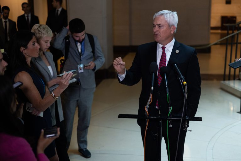 Rep. James Comer Jr., R-Ky., speaks to reporters about Hunter Biden Tuesday, June 20, 2023, on Capitol Hill in Washington. President Joe Biden's son Hunter will plead guilty to federal tax offenses and avoid a full prosecution on a separate gun charge in a deal with the Justice Department that likely spares him time behind bars.