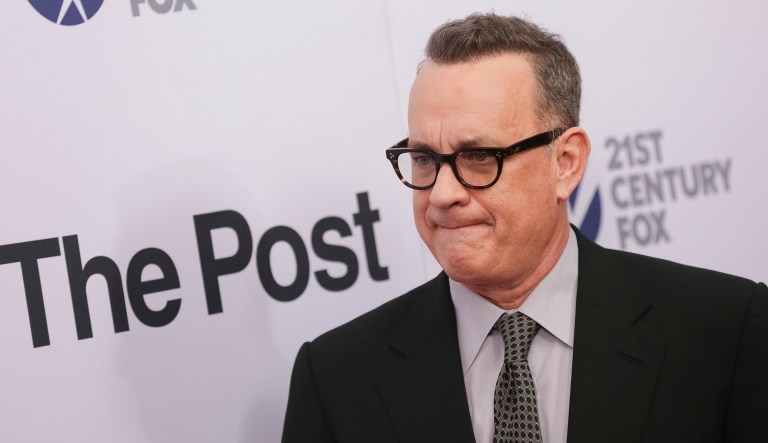 Actor Tom Hanks attended the premiere of his new film, 