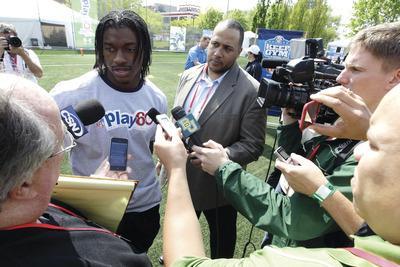 Mary Altaffer/AP
Quarterback Robert?Griffin III is in New York this week for Thursday's NFL Draft.