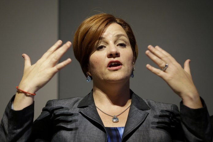 Christine Quinn pegged as "treason" Trump's remark that Russia should find Hillary Clinton's deleted emails. (AP Photo/Seth Wenig)