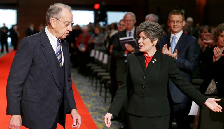 Republican Sens. Chuck Grassley and Joni Ernst of Iowa worked together to get the Trump administration to cave on ethanol. (AP Photo/Charlie Neibergall)