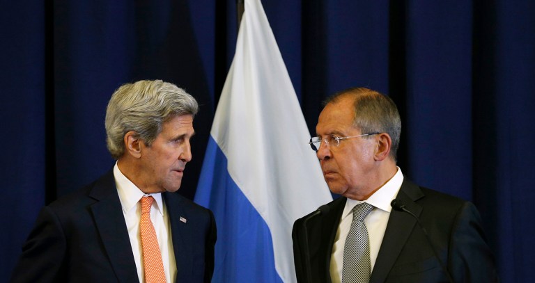 U.S. Secretary of State John Kerry is meeting with Russian Foreign Minister Sergey Lavrov, but not alone, a White House spokesman confirmed. (Kevin Lamarque/Pool Photo via AP)