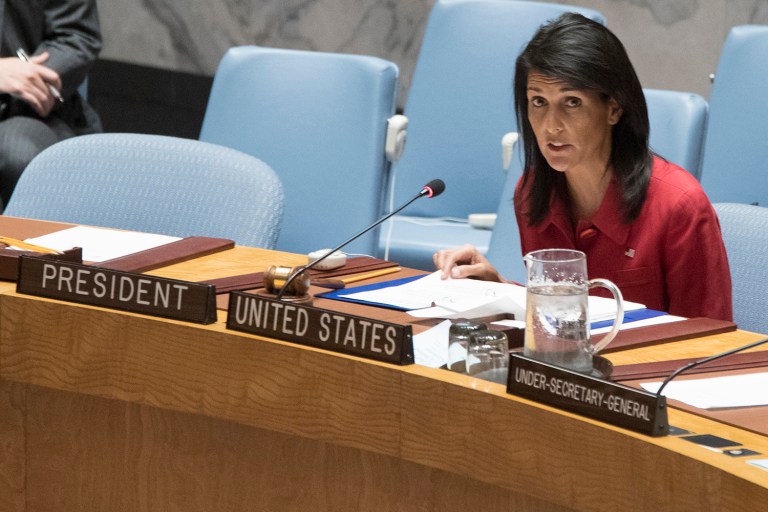 The UN ambassador also vowed the administration would keep Congress abreast of planned developments in Syria. (AP Photo/Mary Altaffer)