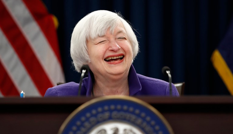 Jerome Powell is set to be sworn in Monday morning, and Janet Yellen has previously said that she would serve until that point, finishing out her four-year term. (AP Photo/Carolyn Kaster)