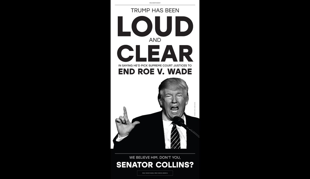 Abortion rights groups hit Susan Collins with ads on SCOTUS vote