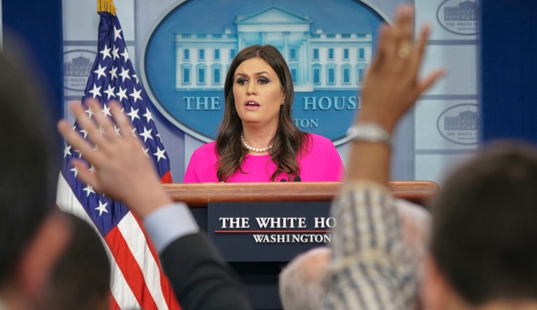 White House Press Secretary Sarah Huckabee Sanders has slammed Congress for taking vacations instead of pursuing its legislative agenda. (AP Photo/Pablo Martinez Monsivais)
