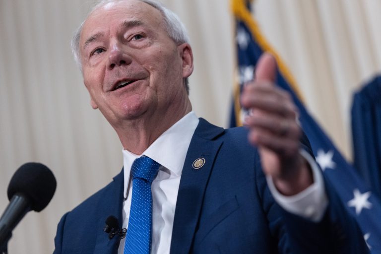 Republican presidential candidate, former Arkansas Gov. Asa Hutchinson speaks during an event at the National Press Club in Washington, Monday, July 17, 2023.