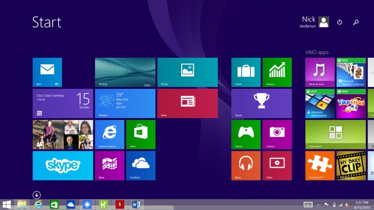 This screen shot shows the Windows 8.1 start screen. Seeing sales of smartphones and tablets grow rapidly, Microsoft reshaped its Windows operating system so that PCs came to look, work and feel more like smartphones and tablets. (AP Photo)