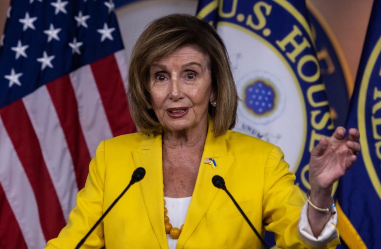 Speaker of the House Nancy Pelosi talks to the media on Capitol Hill in Washington, D.C., on Thursday.