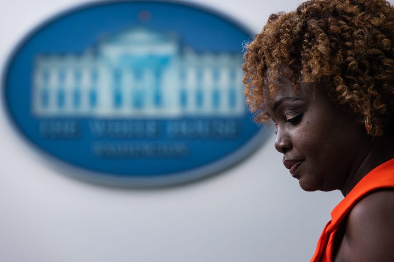 White House press secretary Karine Jean-Pierre takes questions during the daily briefing on Monday, July 24, 2023. During the briefing, reporters questioned Jean-Pierre about Hunter Biden's business dealings. Jean-Pierre stated, âThe president was never in business with his son. I just don't have anything else to add.