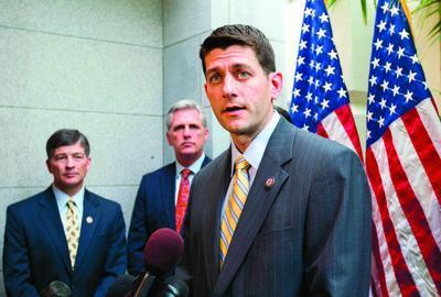 J. Scott Applewhite/AP PHOTO
House Budget Committee Chairman Paul Ryan, R-Wis., speaks to reporters following the weekly House GOP strategy session on Tuesday. House Republicans do not plan to release detailed health care legislation but intend to outline a 