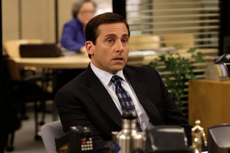 The actor Steve Carell plays Michael Scott in a scene from 