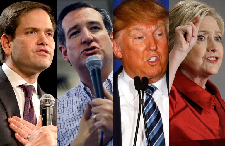 One of four people -- Donald Trump, Ted Cruz, Marco Rubio and Hillary Clinton -- will probably become the next president. (AP Photos)