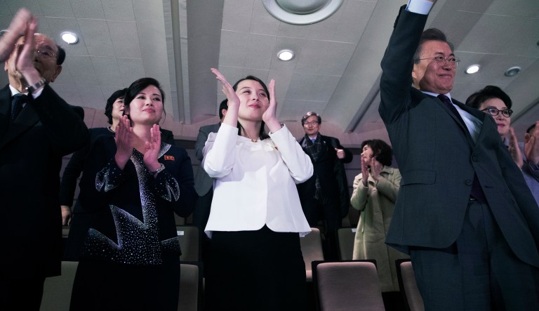 Some media outlets fawn over Kim Yo Jong with headlines and news articles disturbingly similar to North Korean state-run propaganda. (Presidential Blue House, via AP)