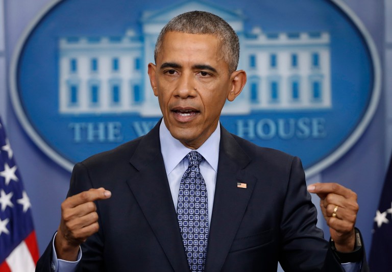 President Obama speaks during his final presidential news conference in the briefing room of the White House. (AP Photo/Pablo Martinez Monsivais)