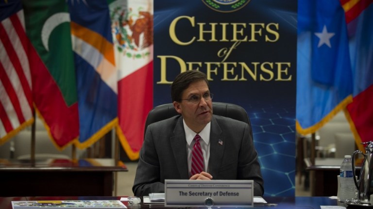 Secretary of Defense Mark T. Esper speaks during the Chiefs of Defense conference at U.S. Indo-Pacific Command Headquarters, Hawaii. The annual Indo-Pacific Chiefs of Defense conference, co-hosted by the Republic of Fiji Military Forces and U.S. Indo-Pacific Command, took place virtually August 24-25. 