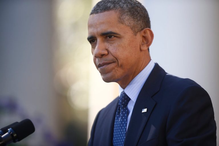 President Barack Obama speaks during an event in the Rose Garden of the White House on the initial rollout of the health care overhaul on Monday. (AP/Charles Dharapak)